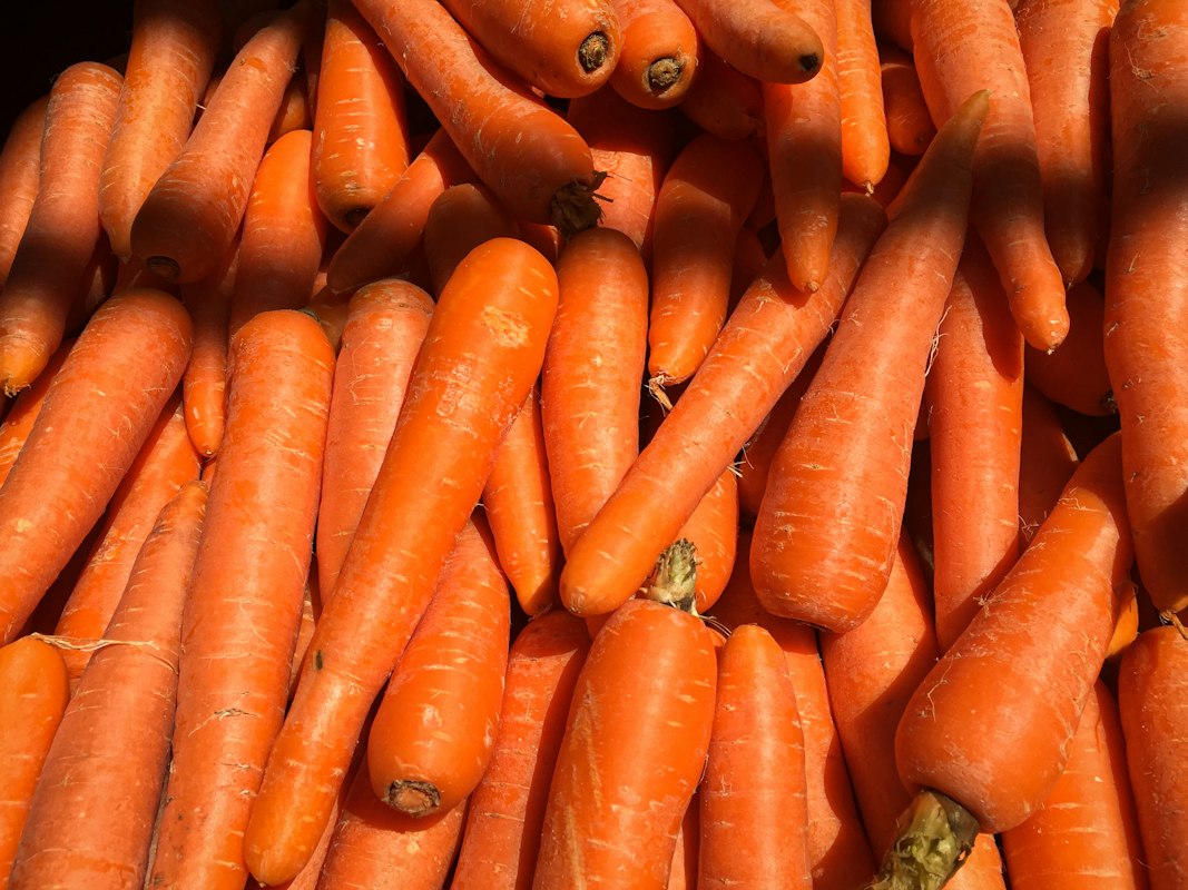 Orange carrots and sweet potatoes